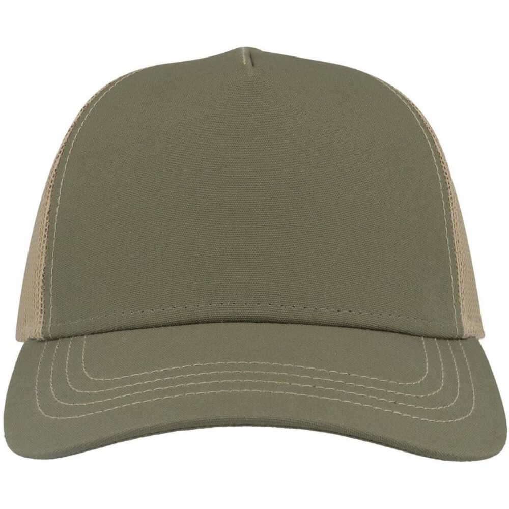 Atlantis Unisex Adult Rapper 5 Panel Canvas Recycled Trucker Cap / Olive/Khaki